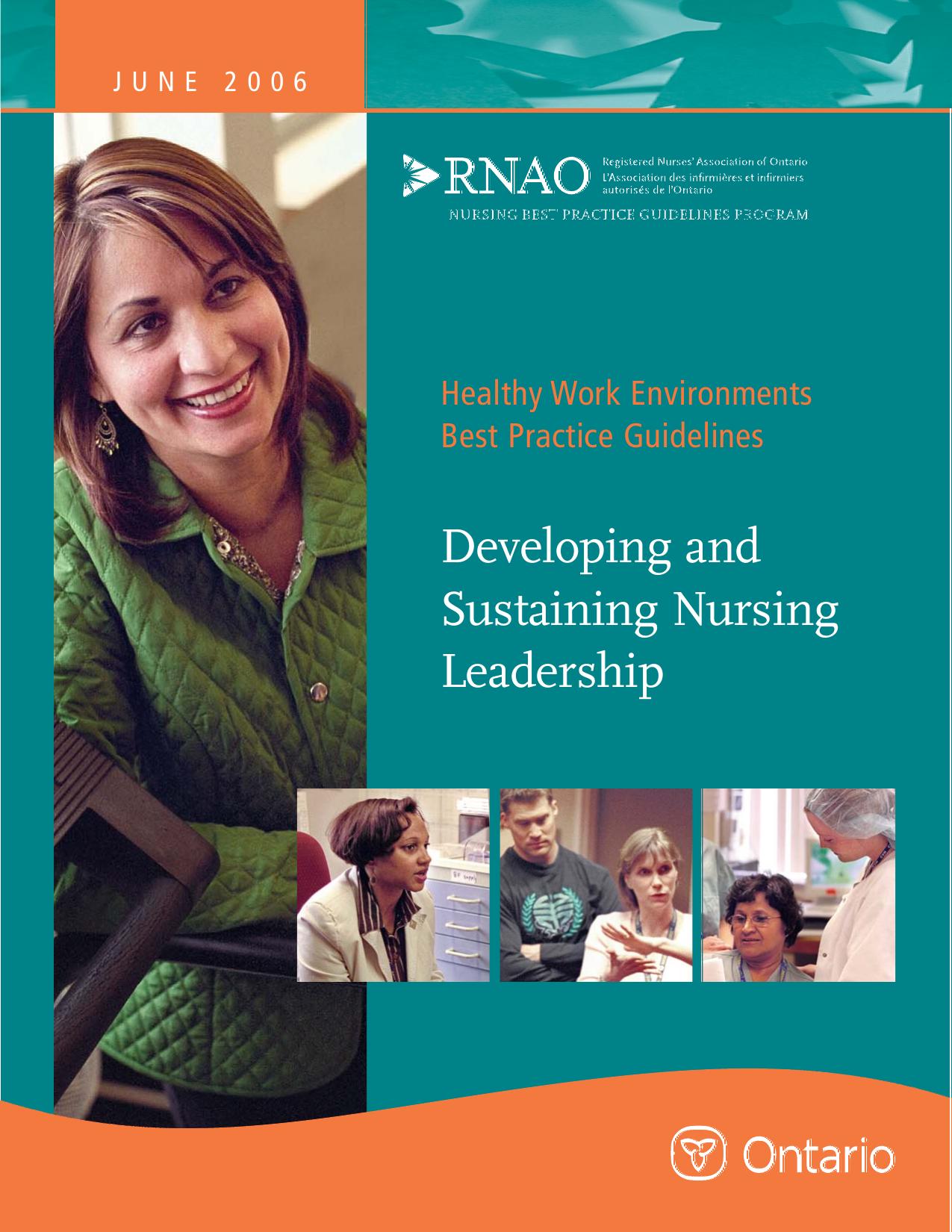 Healthy Work Environments: Best Practice Guidelines for Developing and Sustaining Nursing Leadership