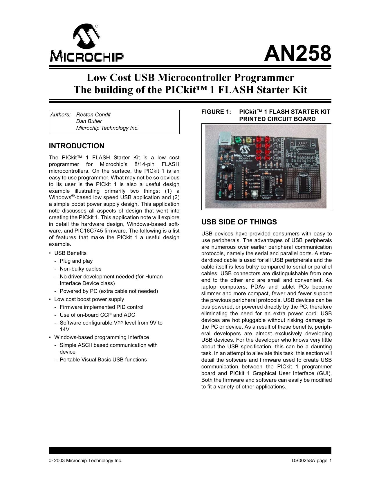 AN258 Low Cost USB Microcontroller Programmer