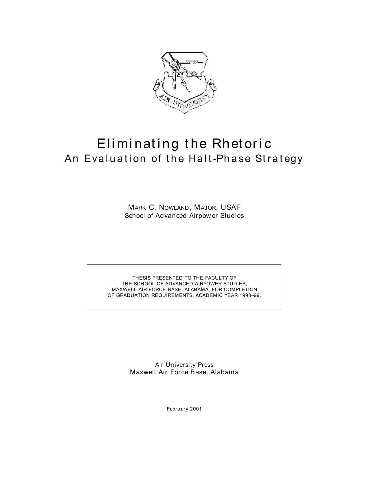 Eliminating the Rhetoric
