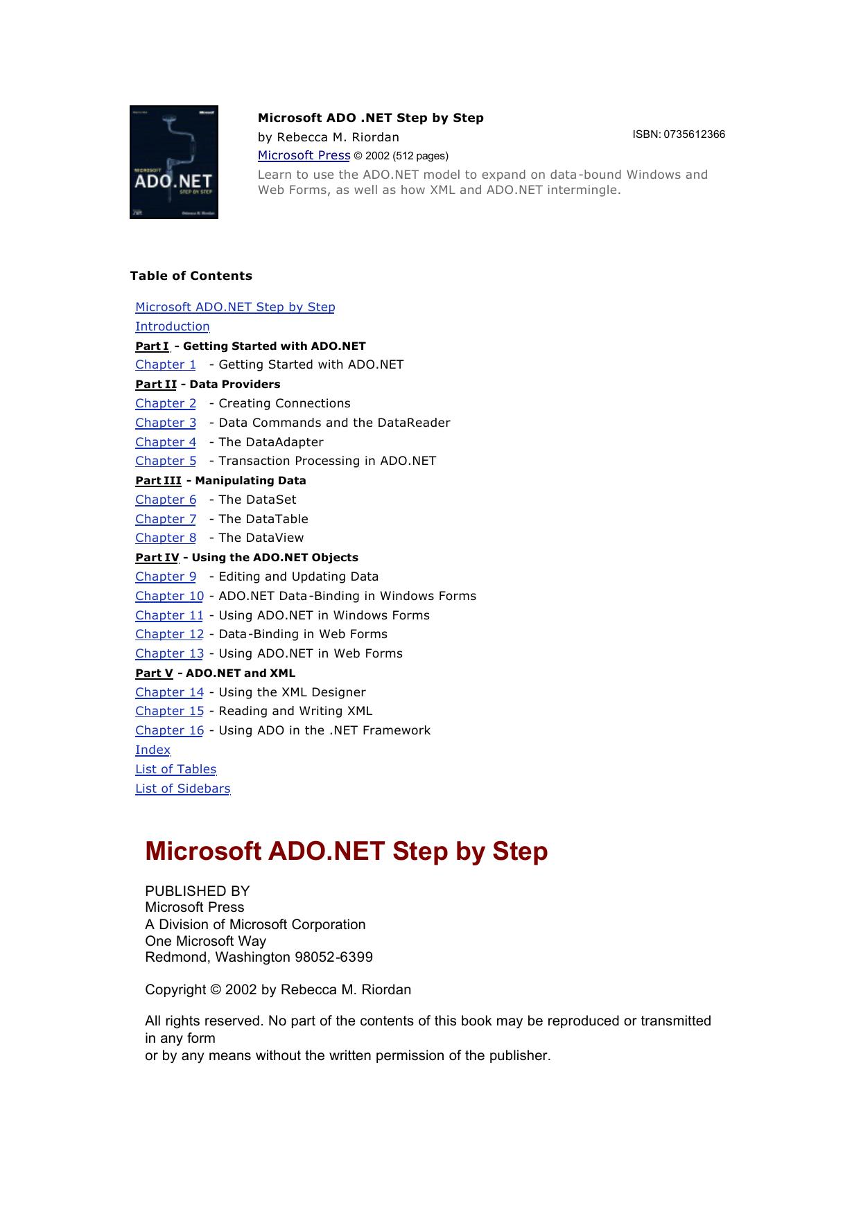 Microsoft ADO.Net Step By Step.doc