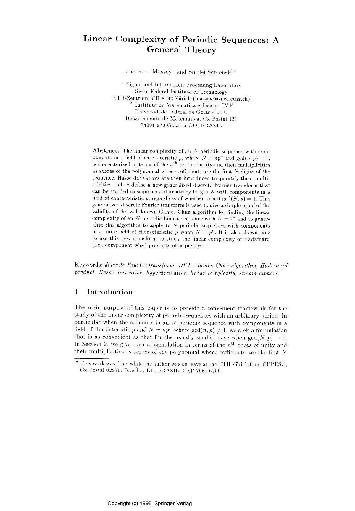 Linear Complexity of Periodic Sequences