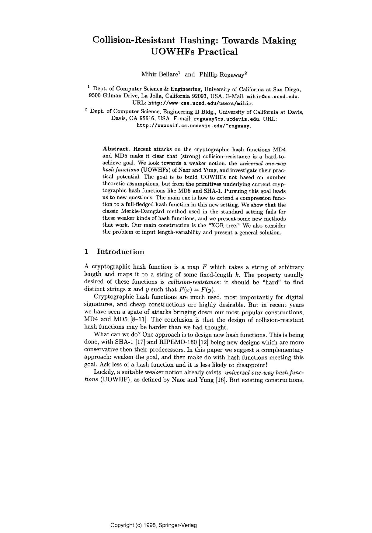 Collision-Resistant Hashing